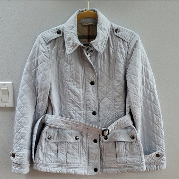 Burberry Jackets & Blazers - Burberry Brit Powder Blue Quilted Utility Jacket Barn Coat
